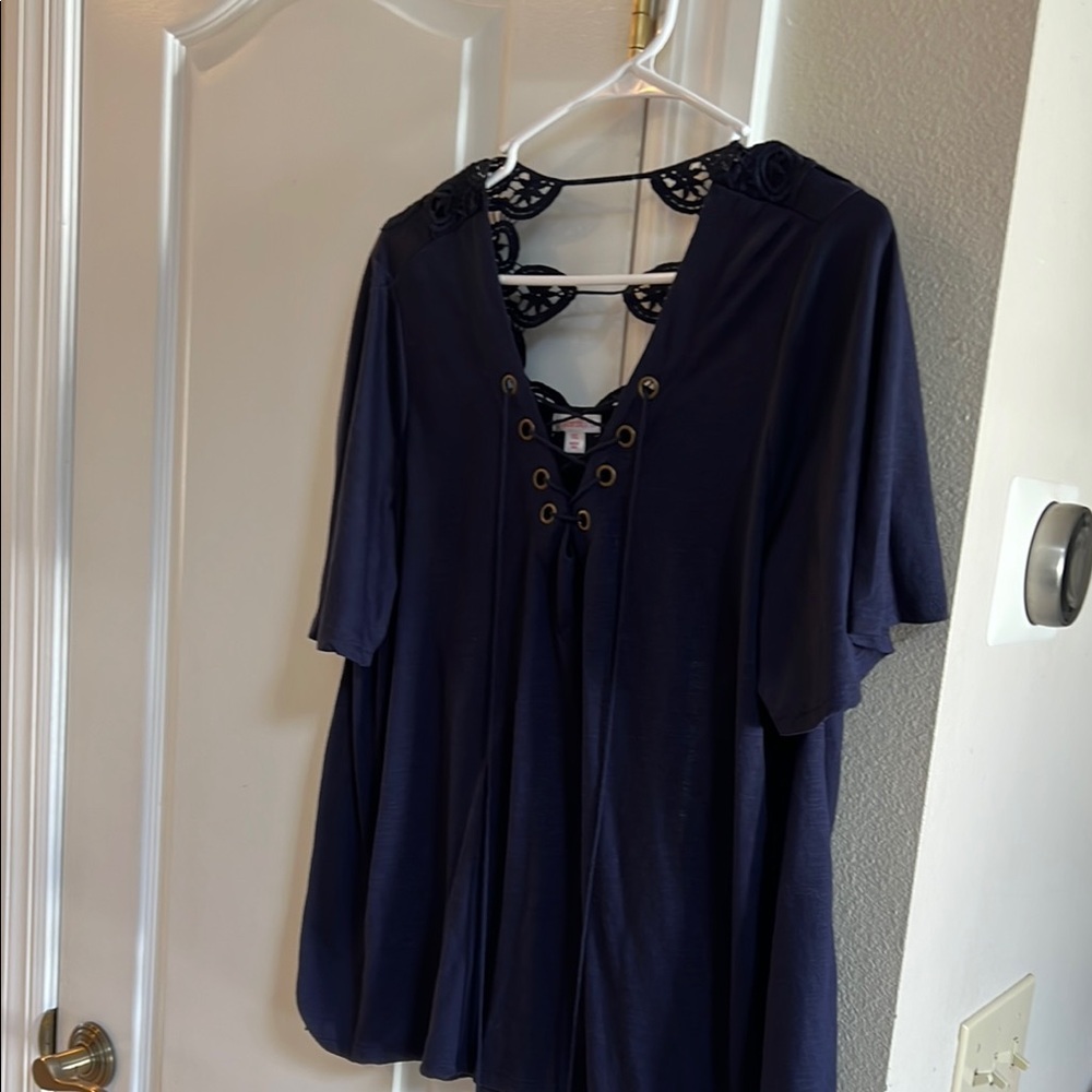 Xhilaration Blue Tie Front Relaxed Blouse